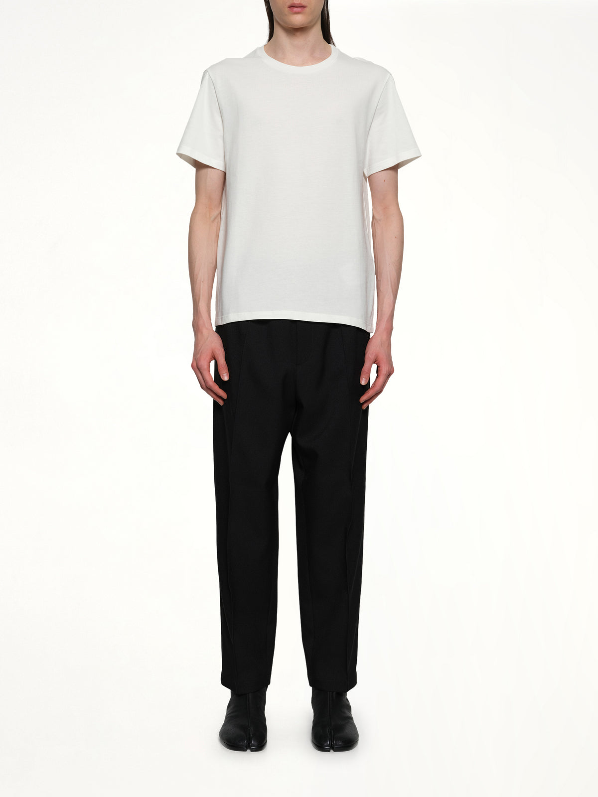 Leather Patch T-Shirt in Porcelain