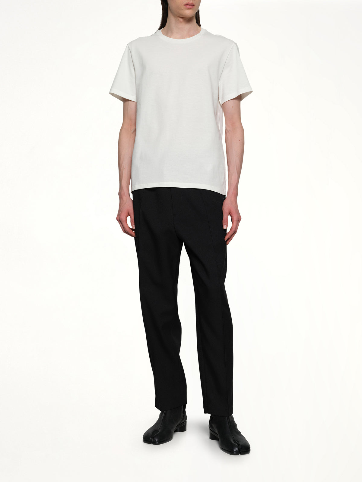 Leather Patch T-Shirt in Porcelain