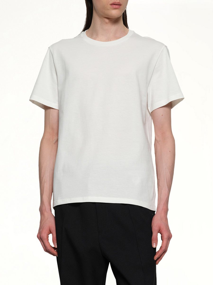 Leather Patch T-Shirt in Porcelain