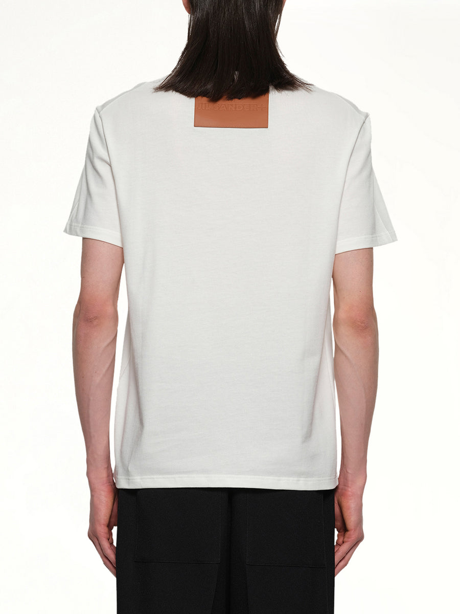 Leather Patch T-Shirt in Porcelain