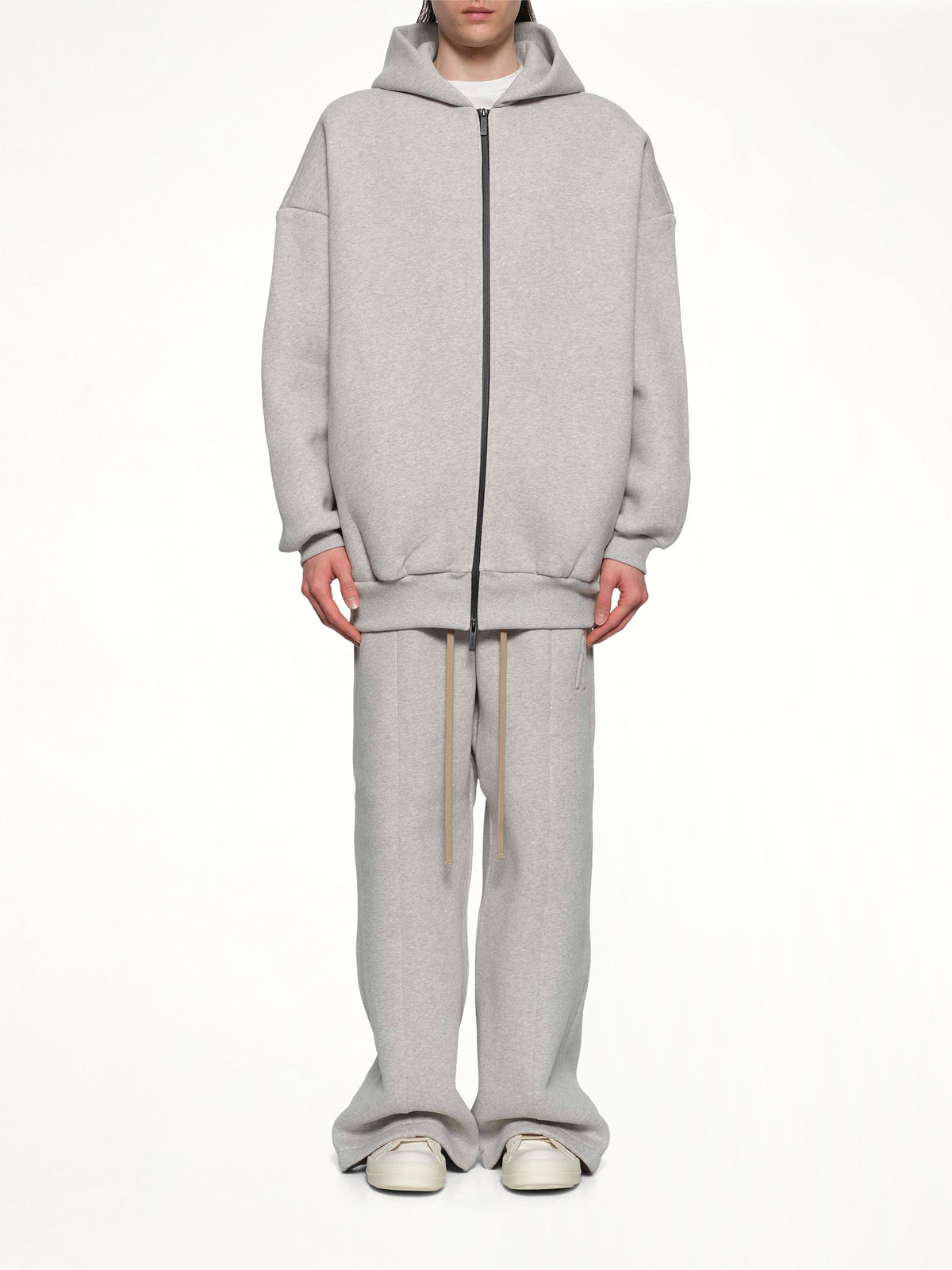 Zip Hoodie in Melange Grey