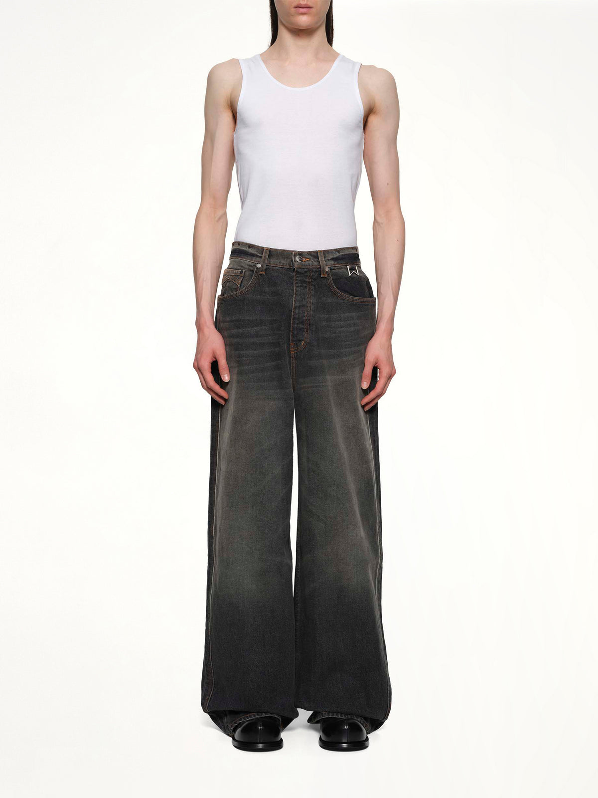 Wide Leg Traxedo Denim in Agoura Black