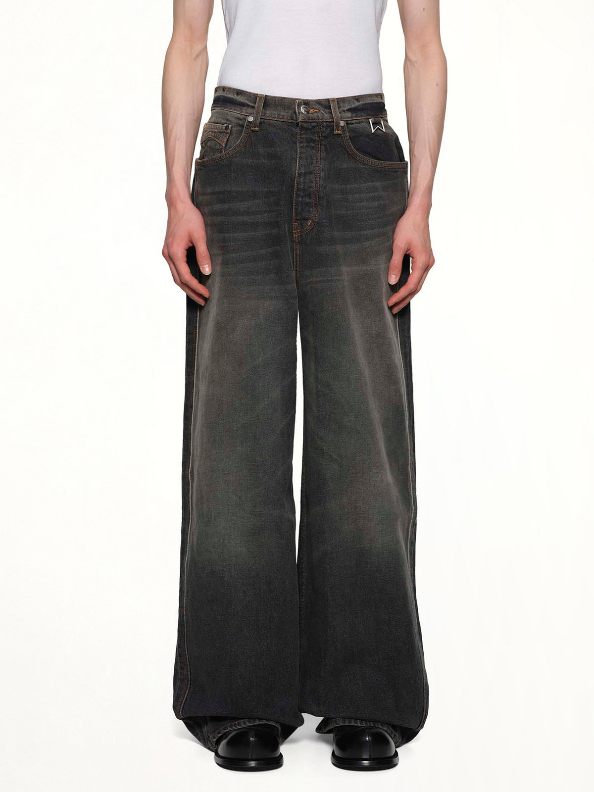 Wide Leg Traxedo Denim in Agoura Black