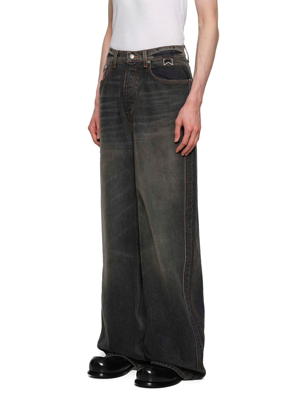 Wide Leg Traxedo Denim in Agoura Black