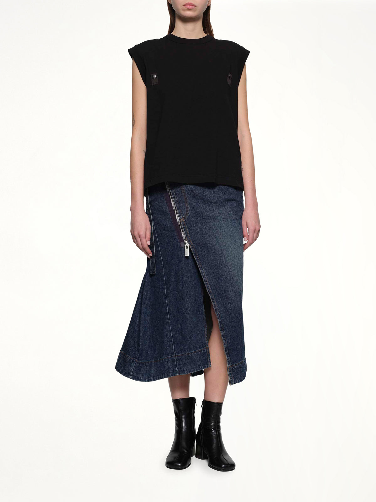 Side Zip Denim Skirt in Blue