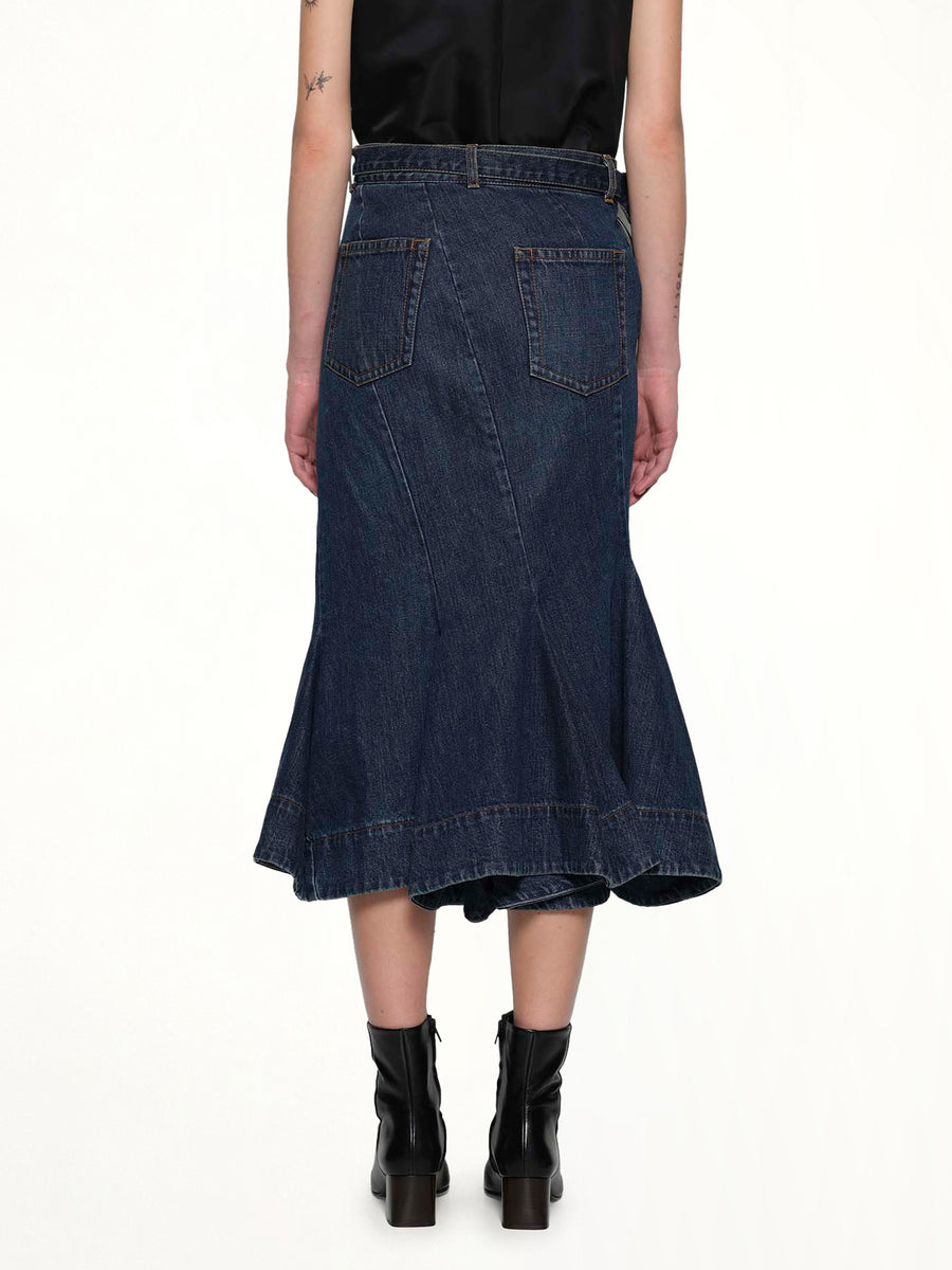 Side Zip Denim Skirt in Blue
