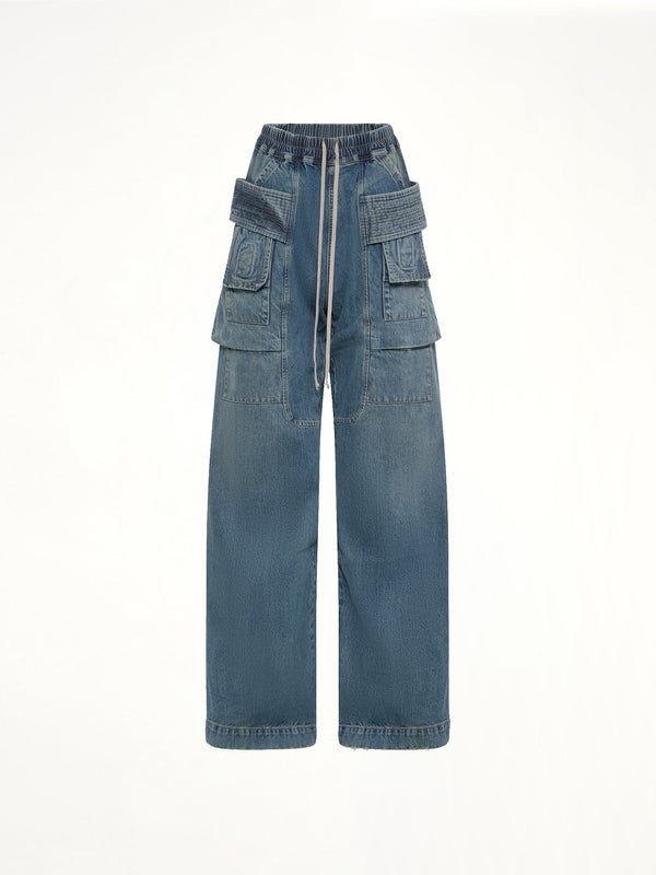 Creatch Wide Cargo Drawstring in Washed Indigo