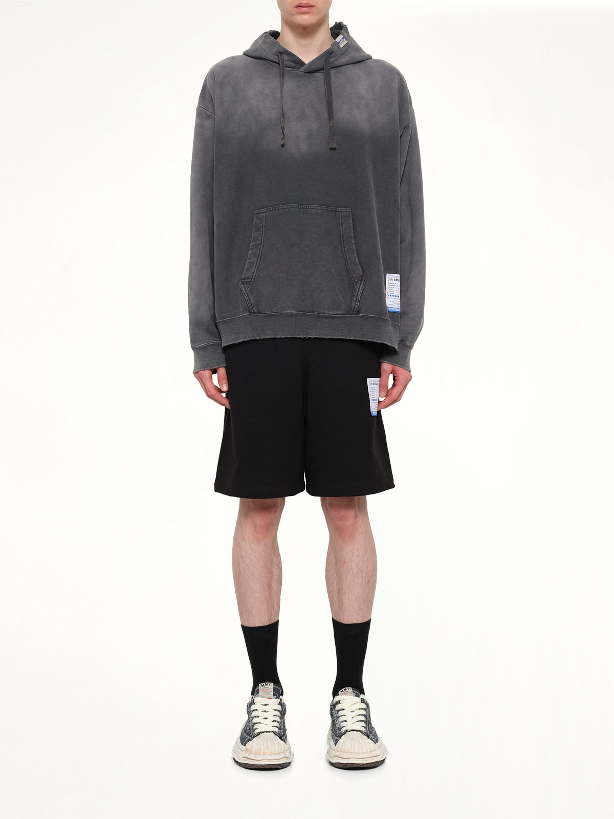 Instrumental French Terry Distressed Hoodie in Black