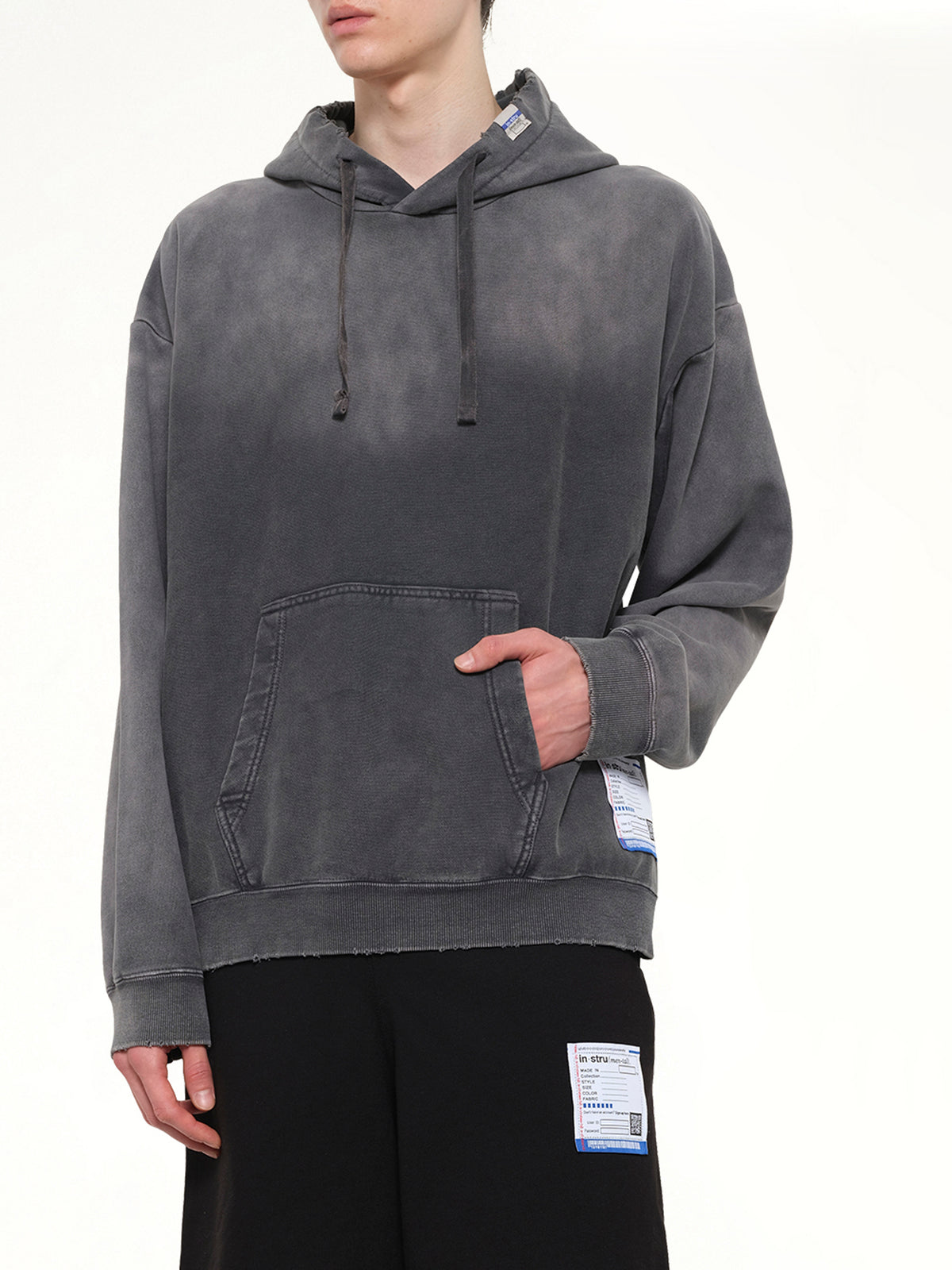 Instrumental French Terry Distressed Hoodie in Black