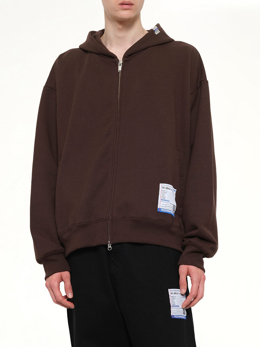 Instrumental Heavy Weight Zip Hoodie in Brown