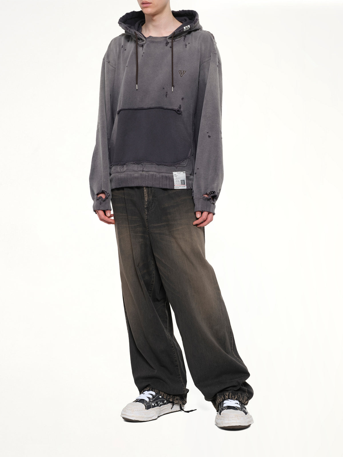 Sun Faded Hoodie in Black