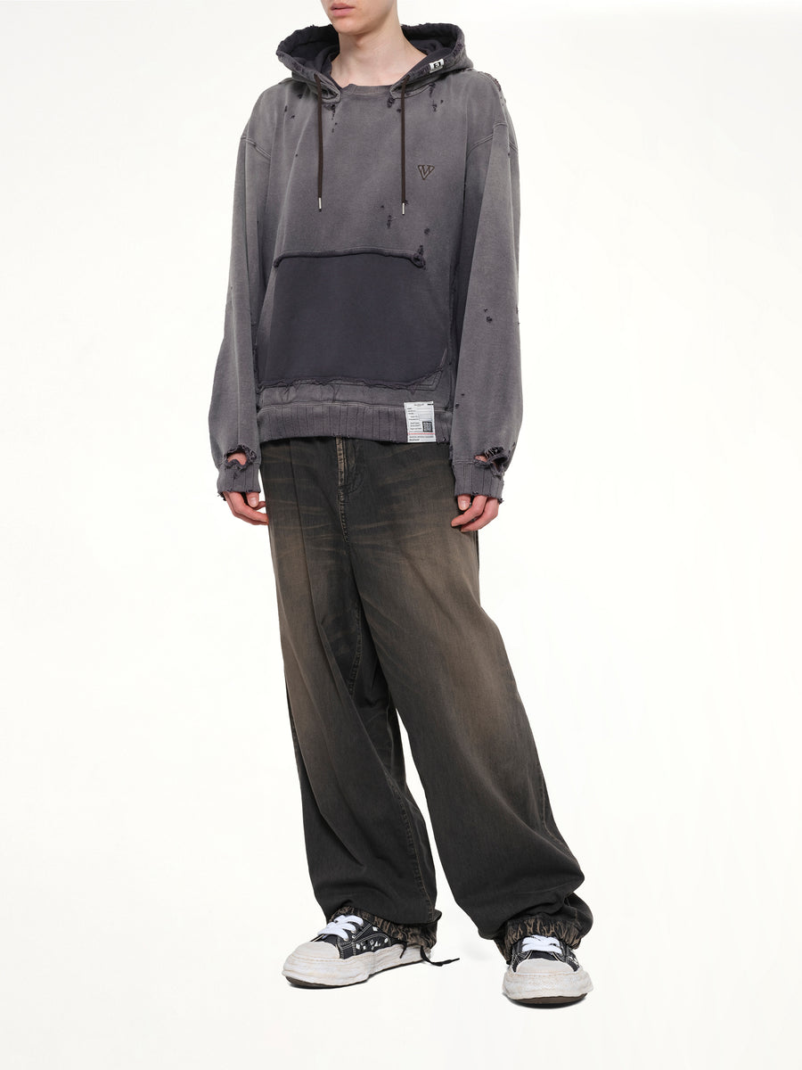 Sun Faded Hoodie in Black