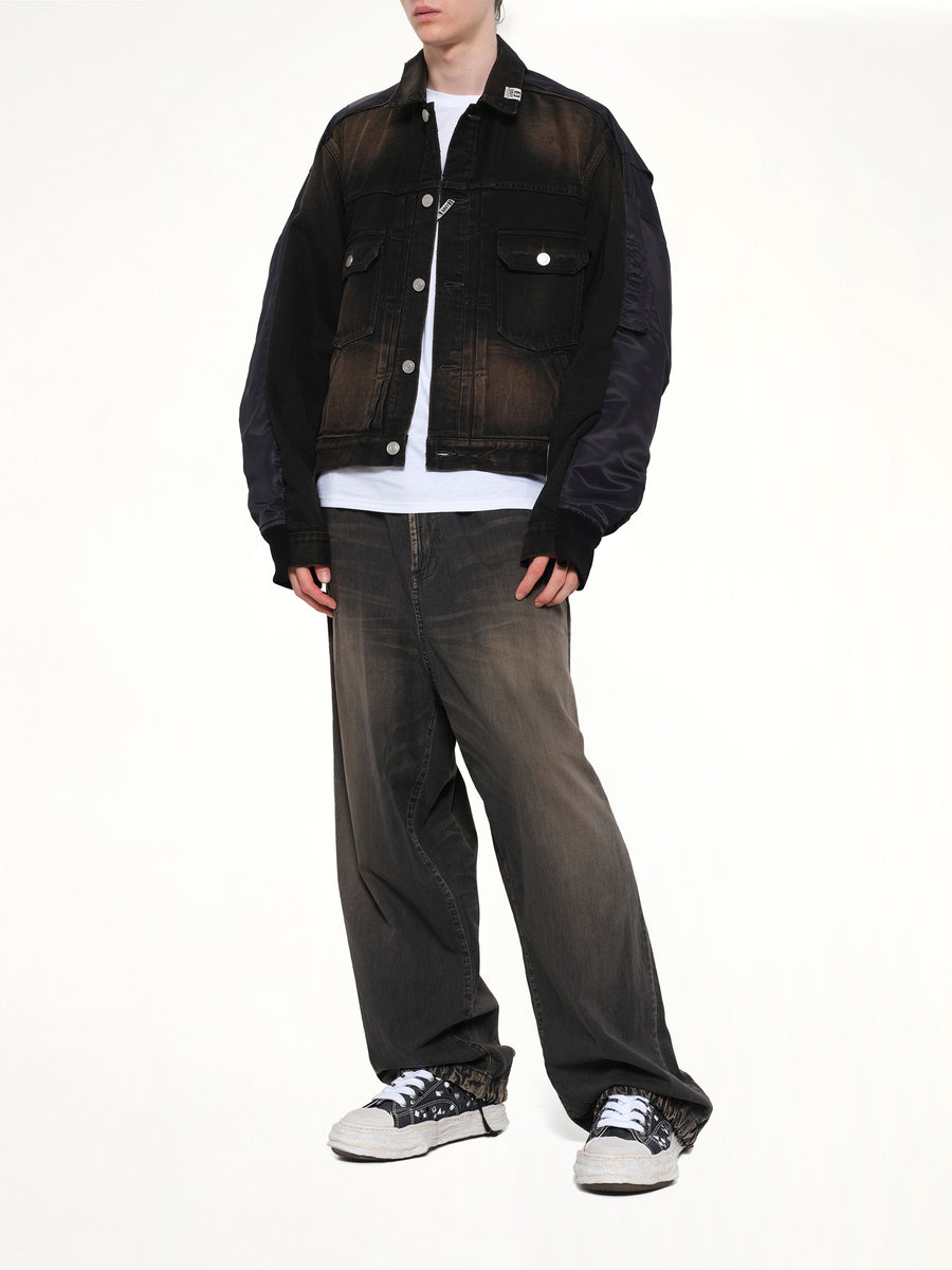 Combined Denim MA-1 Blouson in Black