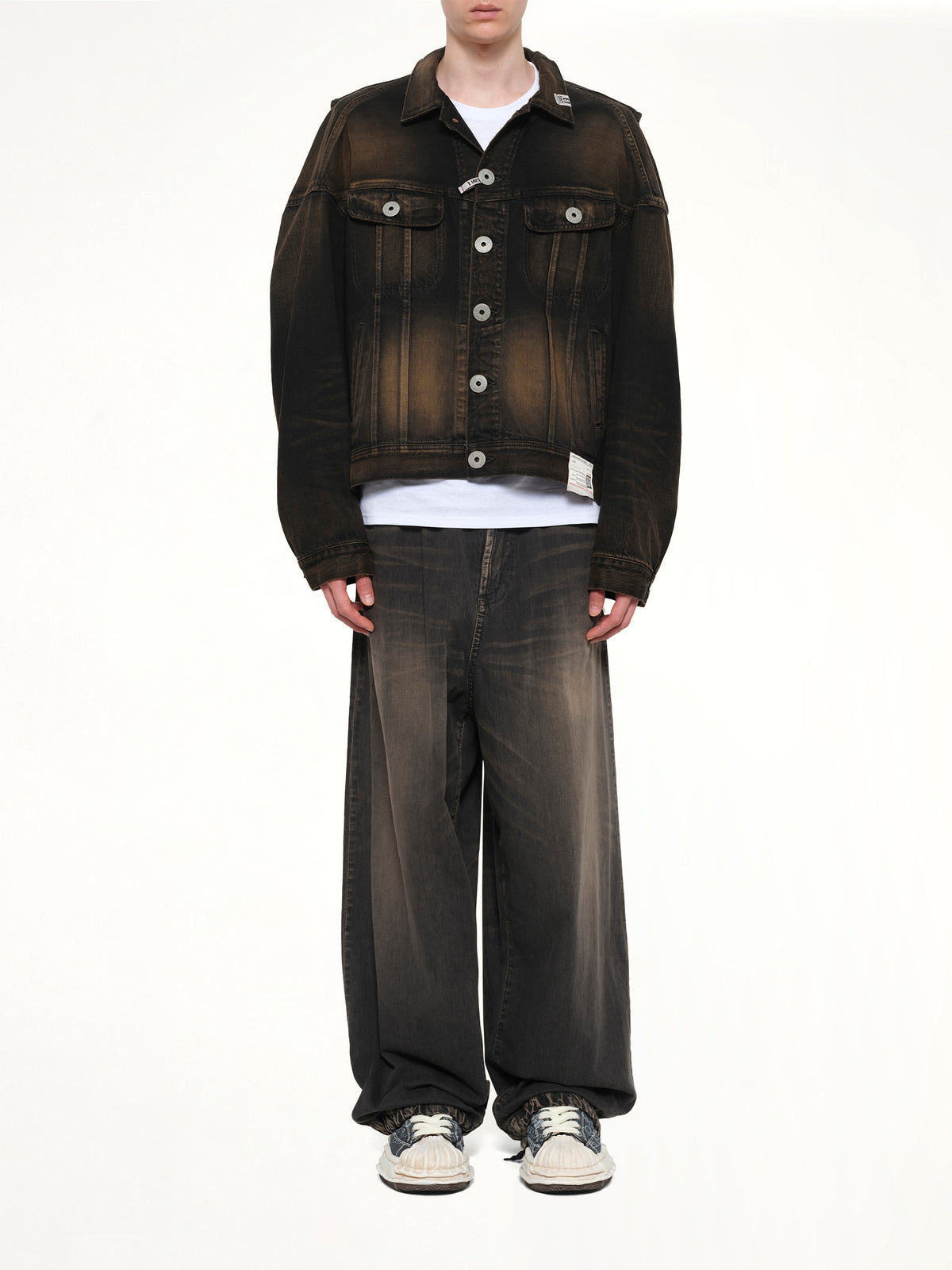 Back Vest Denim Blouson in Black