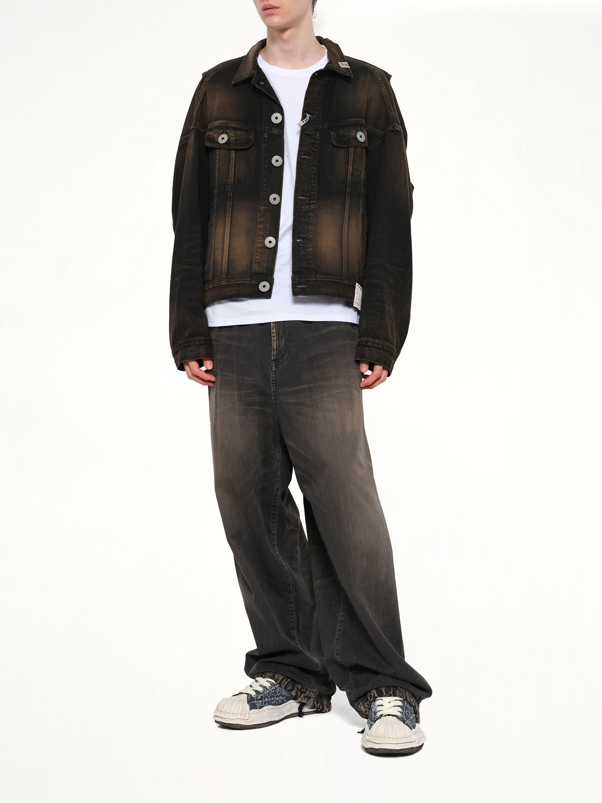 Back Vest Denim Blouson in Black