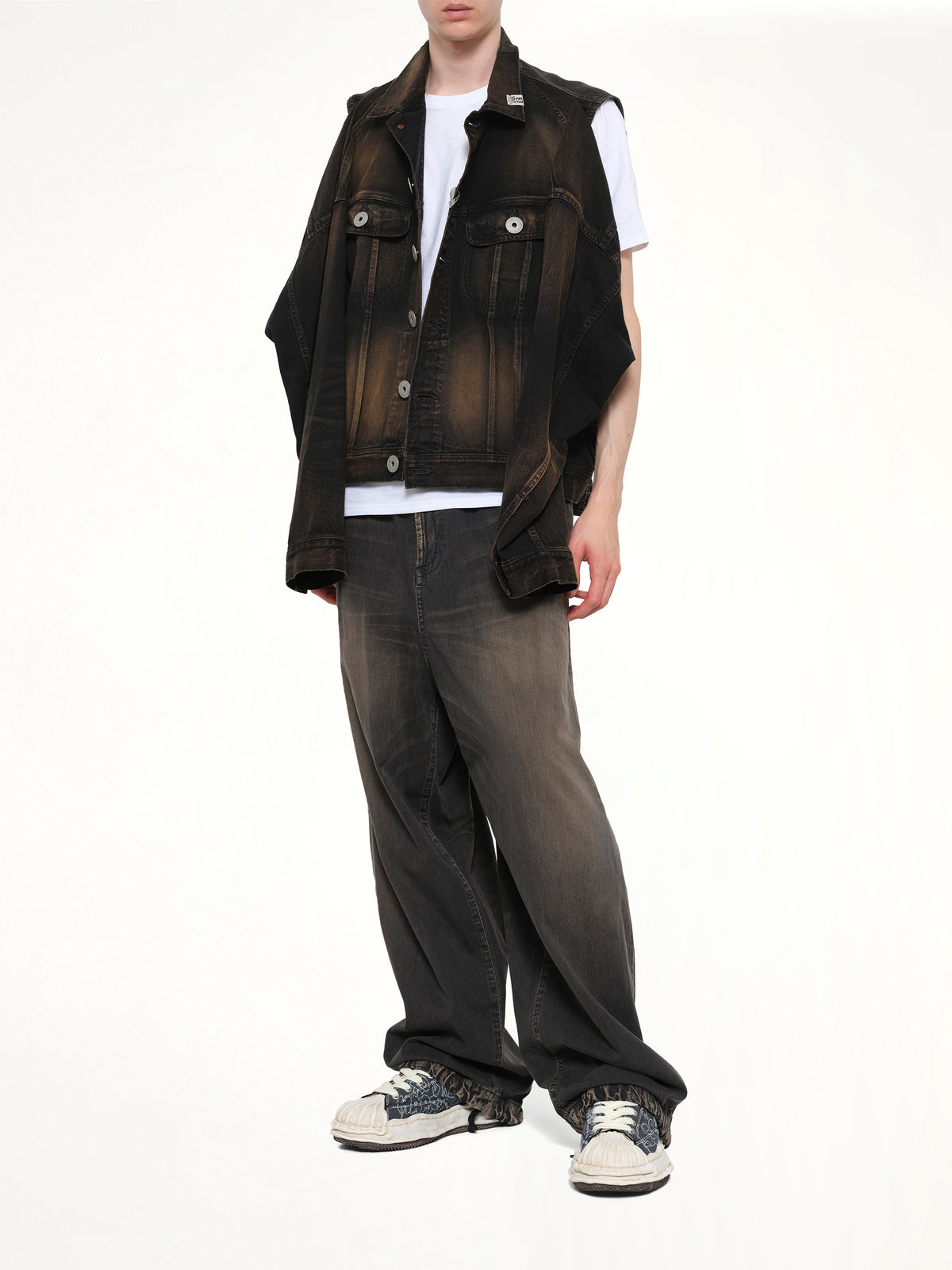 Back Vest Denim Blouson in Black