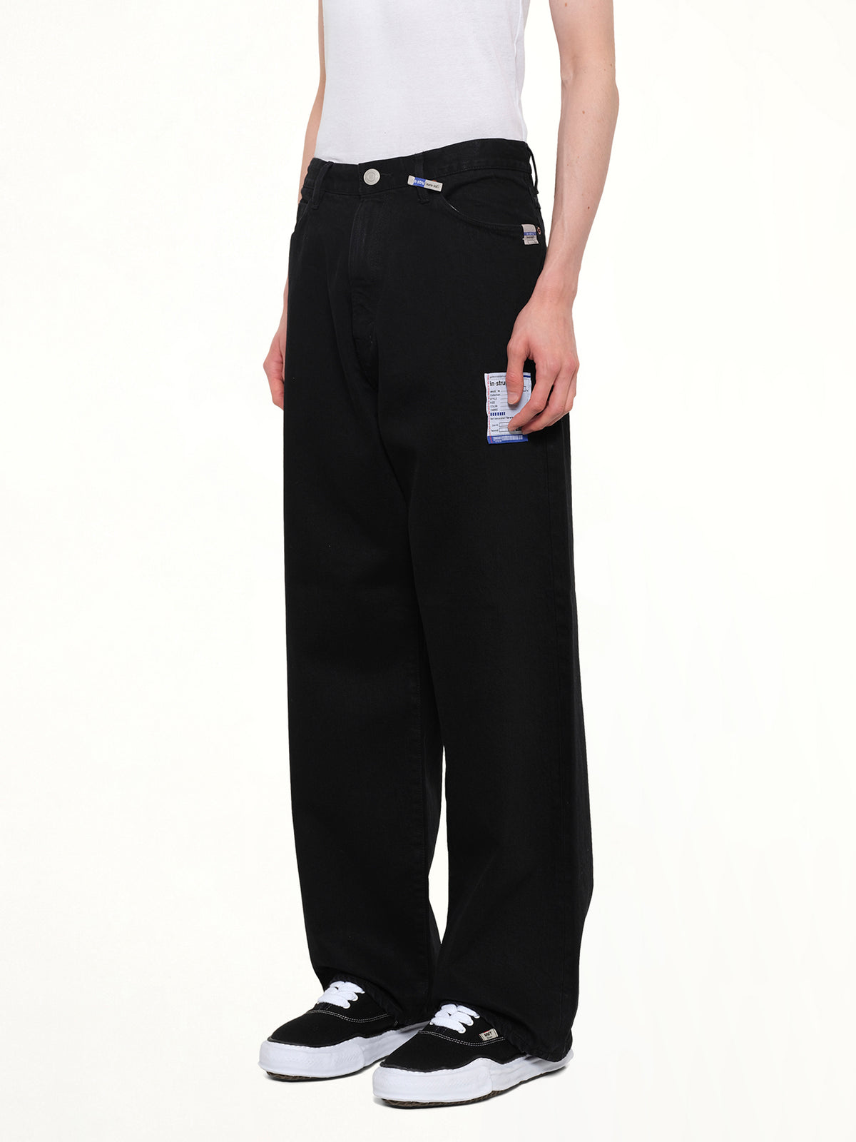 Instrumental One Washed Selvage Denim Baggy Pants in Black