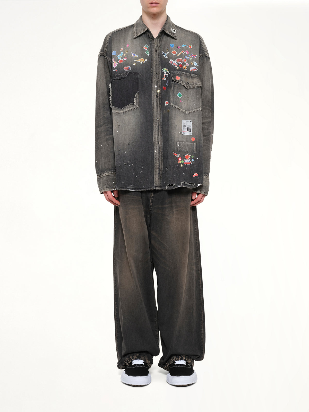 Denim Shirts W Sticker in Black