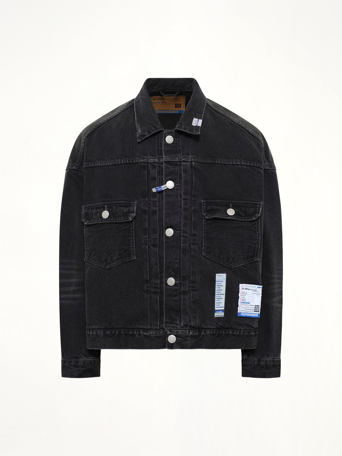 Instrumental Hard Washed Selvage Denim Jacket in Black
