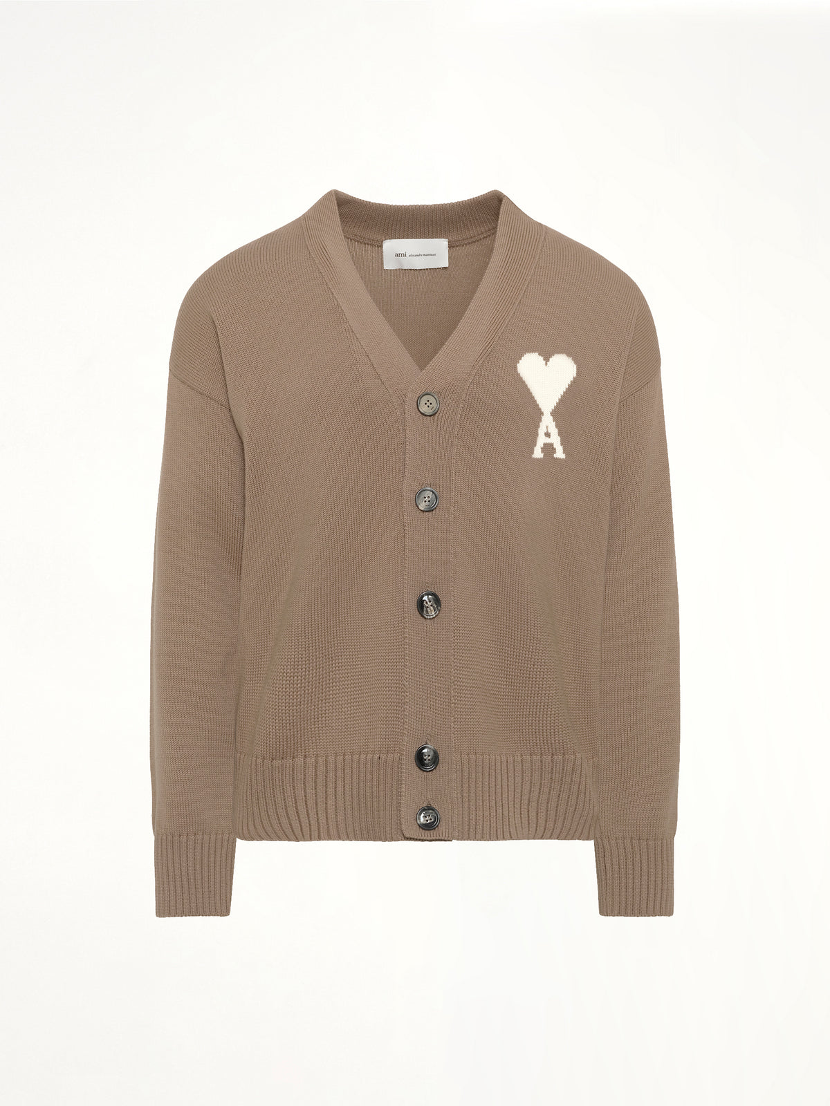 Contrasted Ami De Coeur Cardigan in Beige