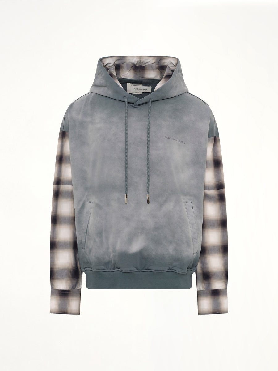 2 in 1 Check Hoodie in Grey
