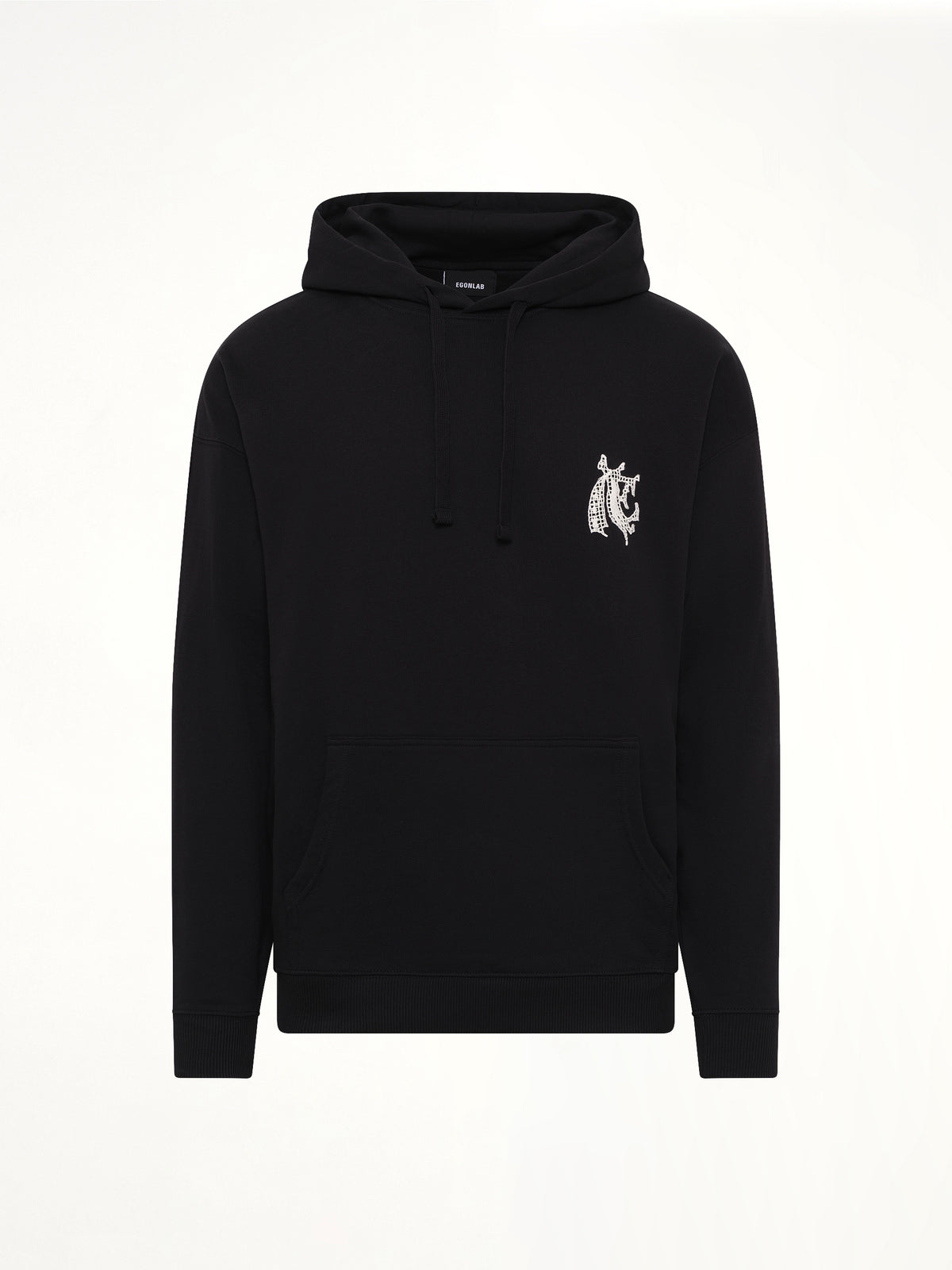 Hermine Print Cotton Hoodie in Black