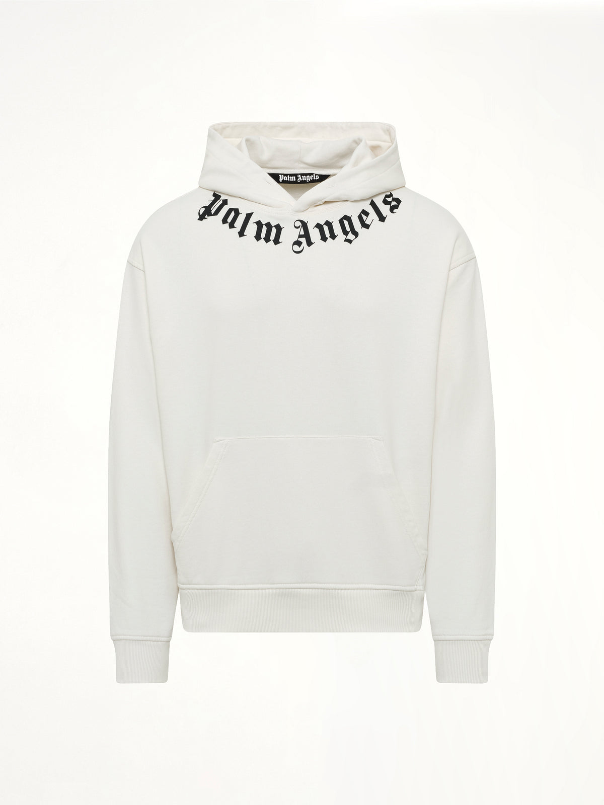 Neck Logo Regular Hoodie in Off White/Black