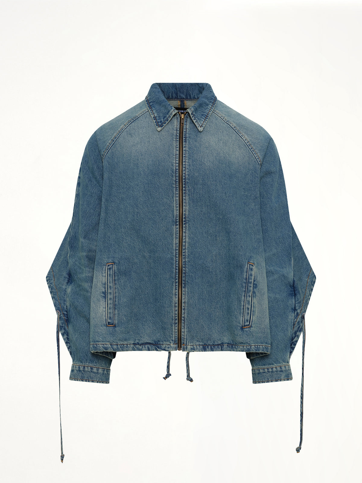 Convertible Hooded Denim Jacket in Blue