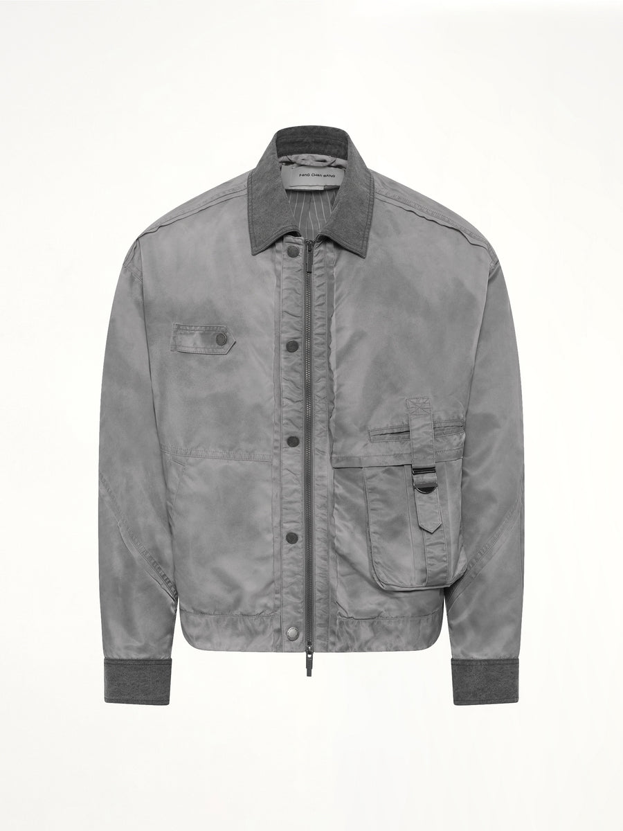 Sandwashed Nylon Jacket in Grey