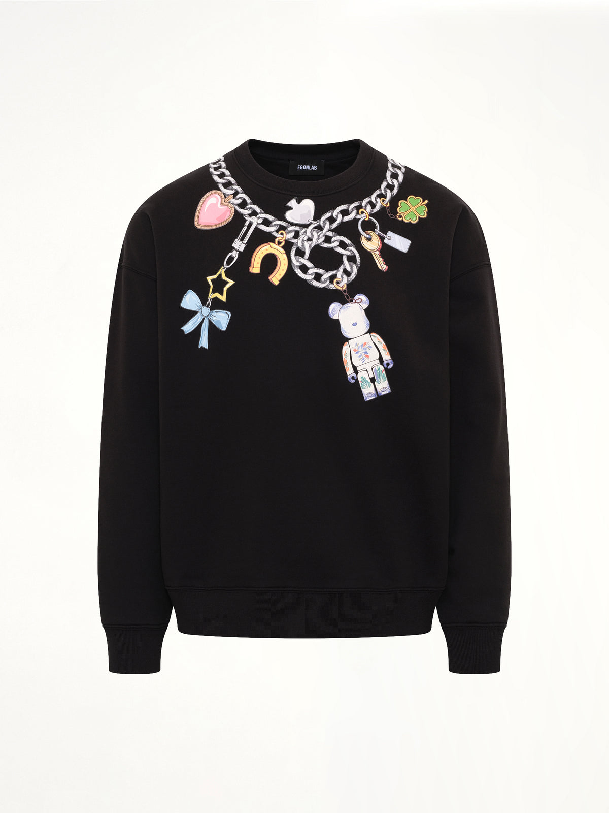 Bearbrick Print Cotton Sweatshirt in Black