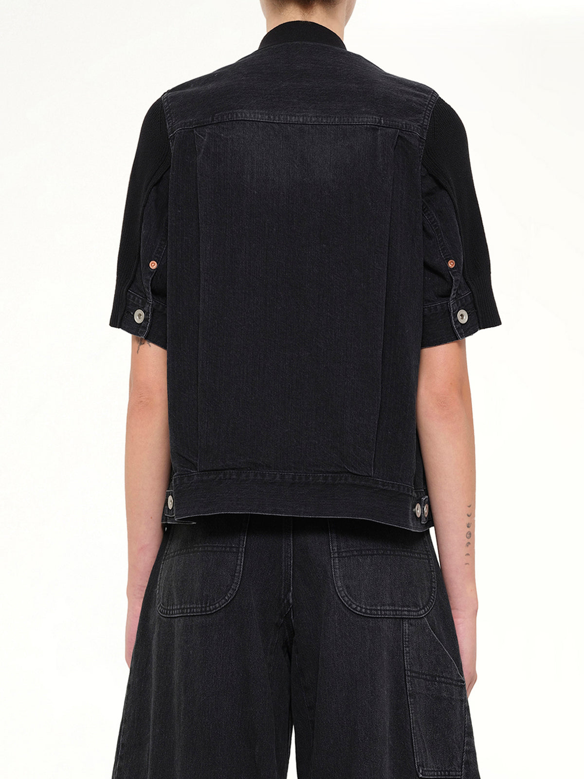 Denim x Knit SS Cardigan in Black