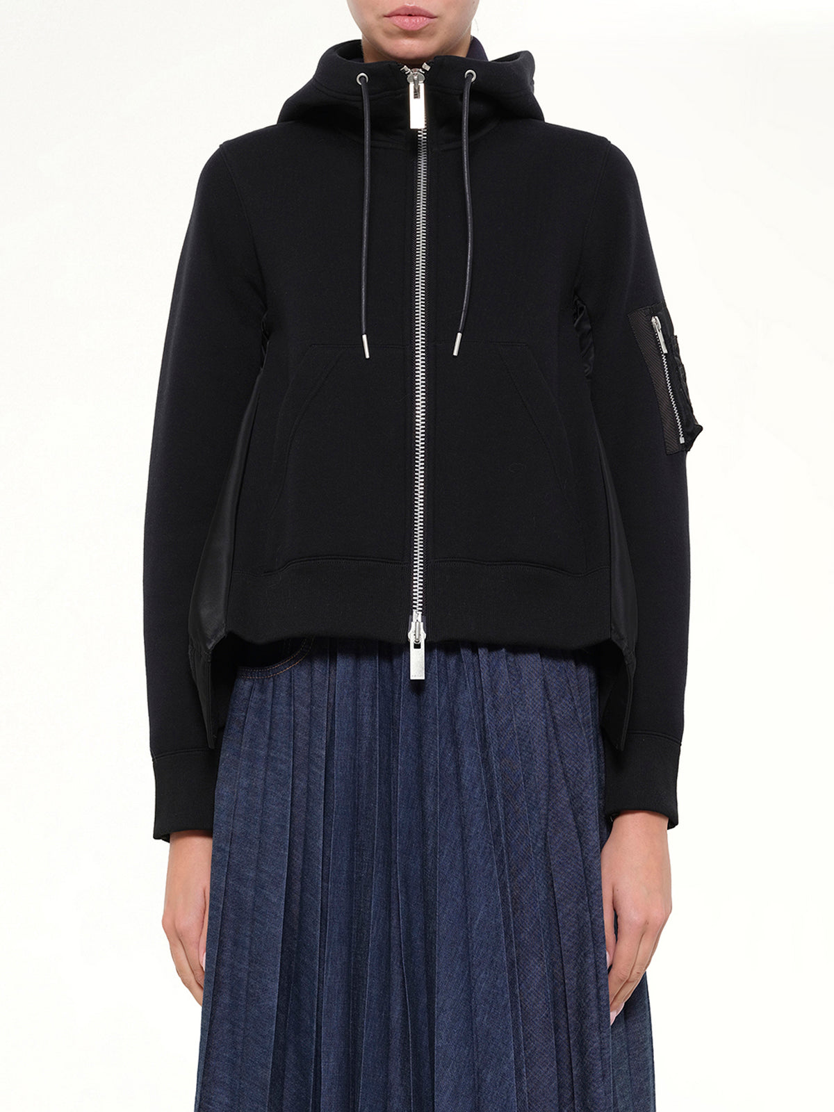 Sponge Sweat x Nylon Twill Hoodie in Black