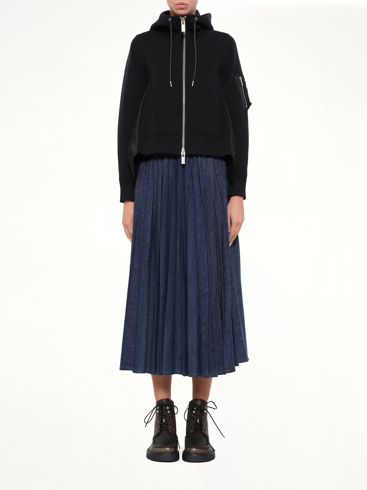Sponge Sweat x Nylon Twill Hoodie in Black