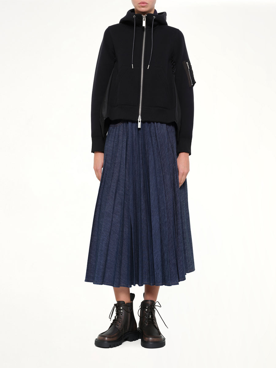Sponge Sweat x Nylon Twill Hoodie in Black