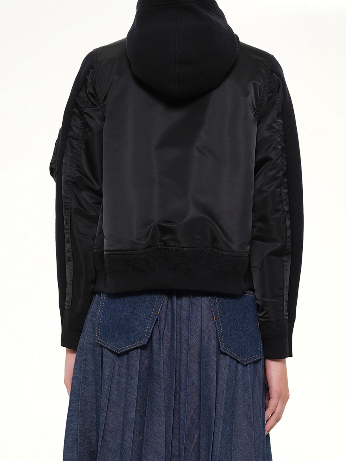 Sponge Sweat x Nylon Twill Hoodie in Black
