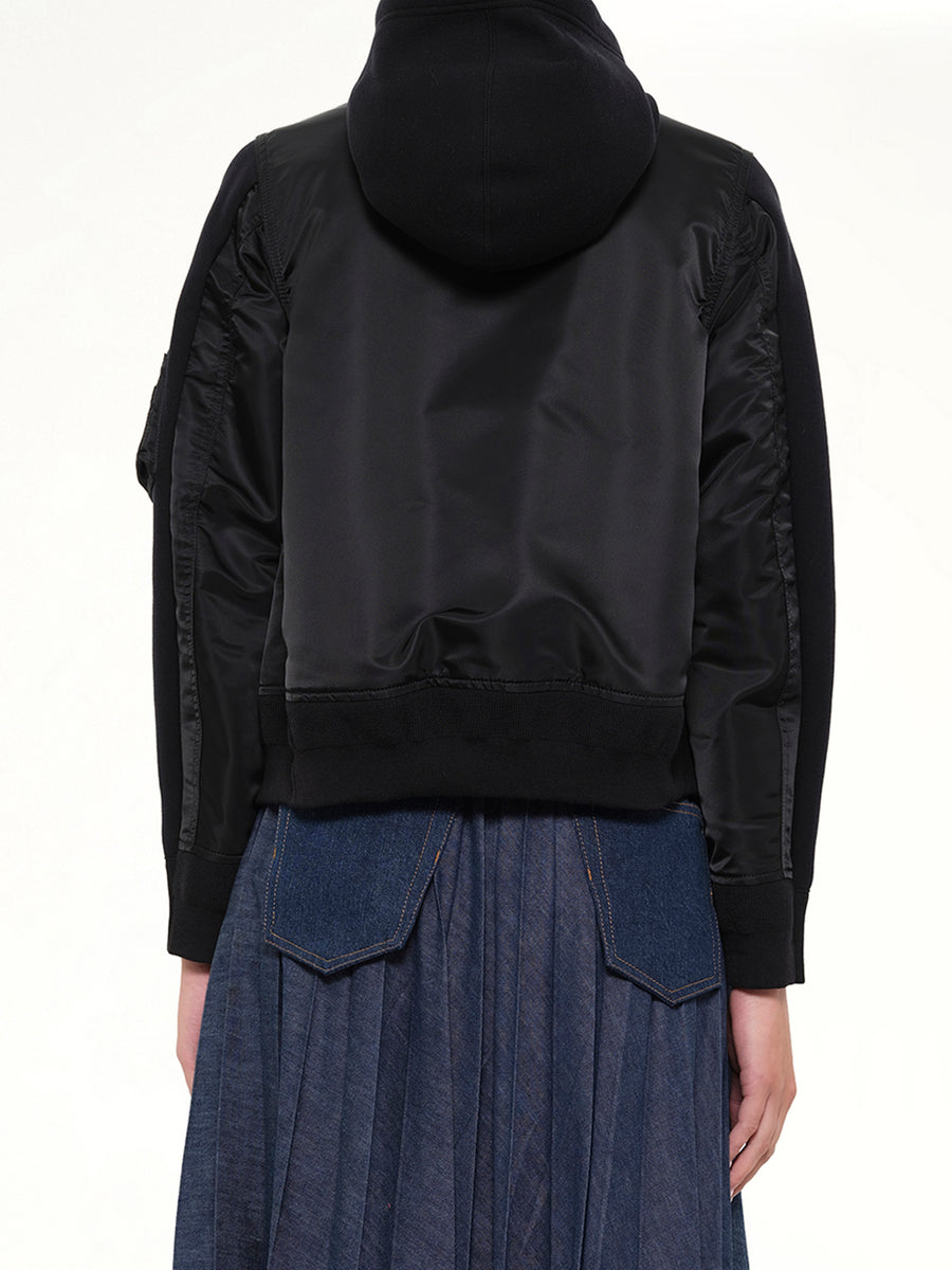 Sponge Sweat x Nylon Twill Hoodie in Black