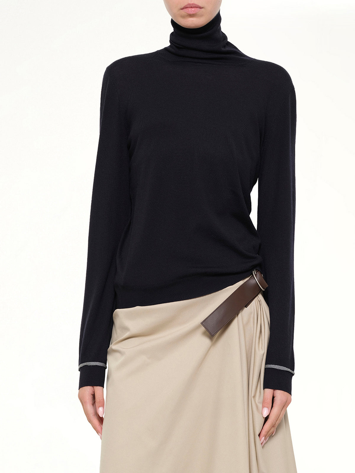 Turtleneck Sweater in Navy/Grey