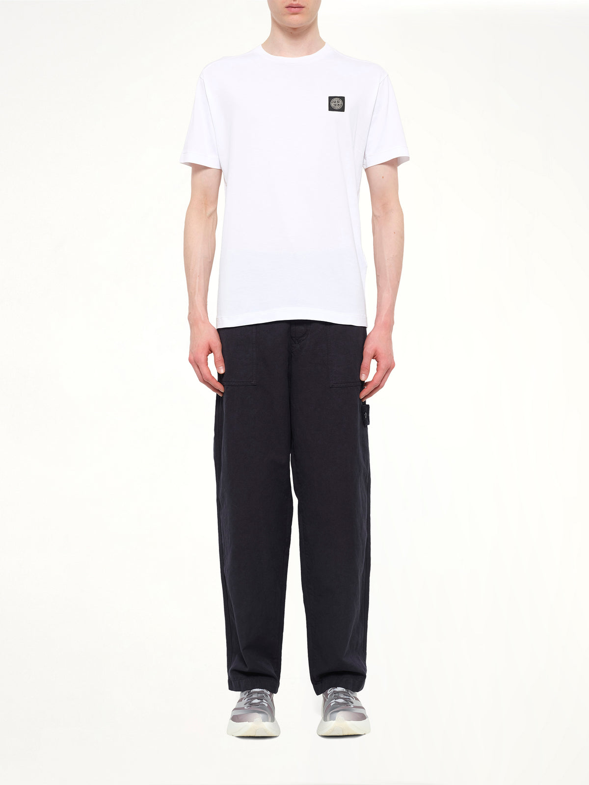 2100027 Cotton Compass Patch T-Shirt in White