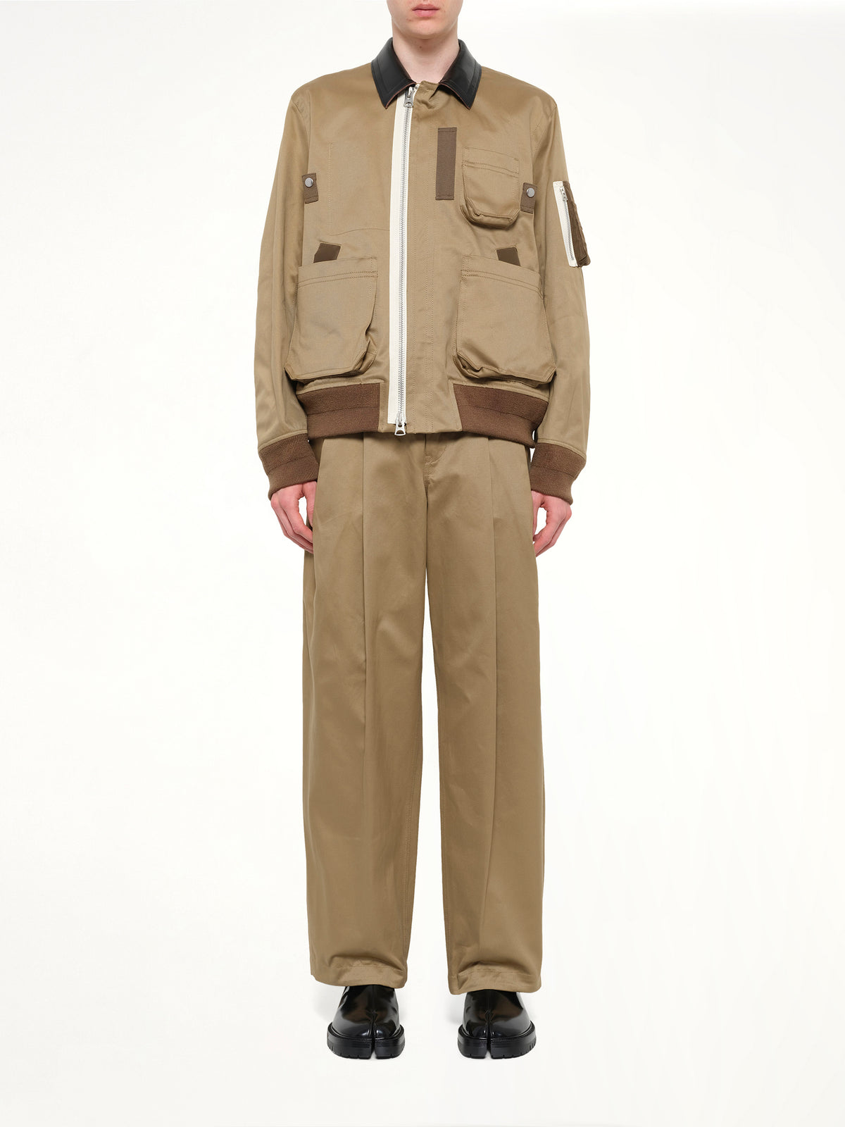 Cotton Chino Blouson in Dark Beige