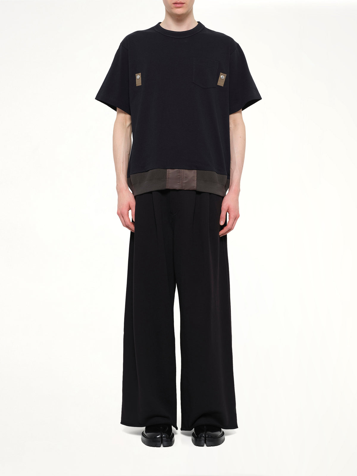 Cotton Jersey T-Shirt in Navy/Dark Khaki