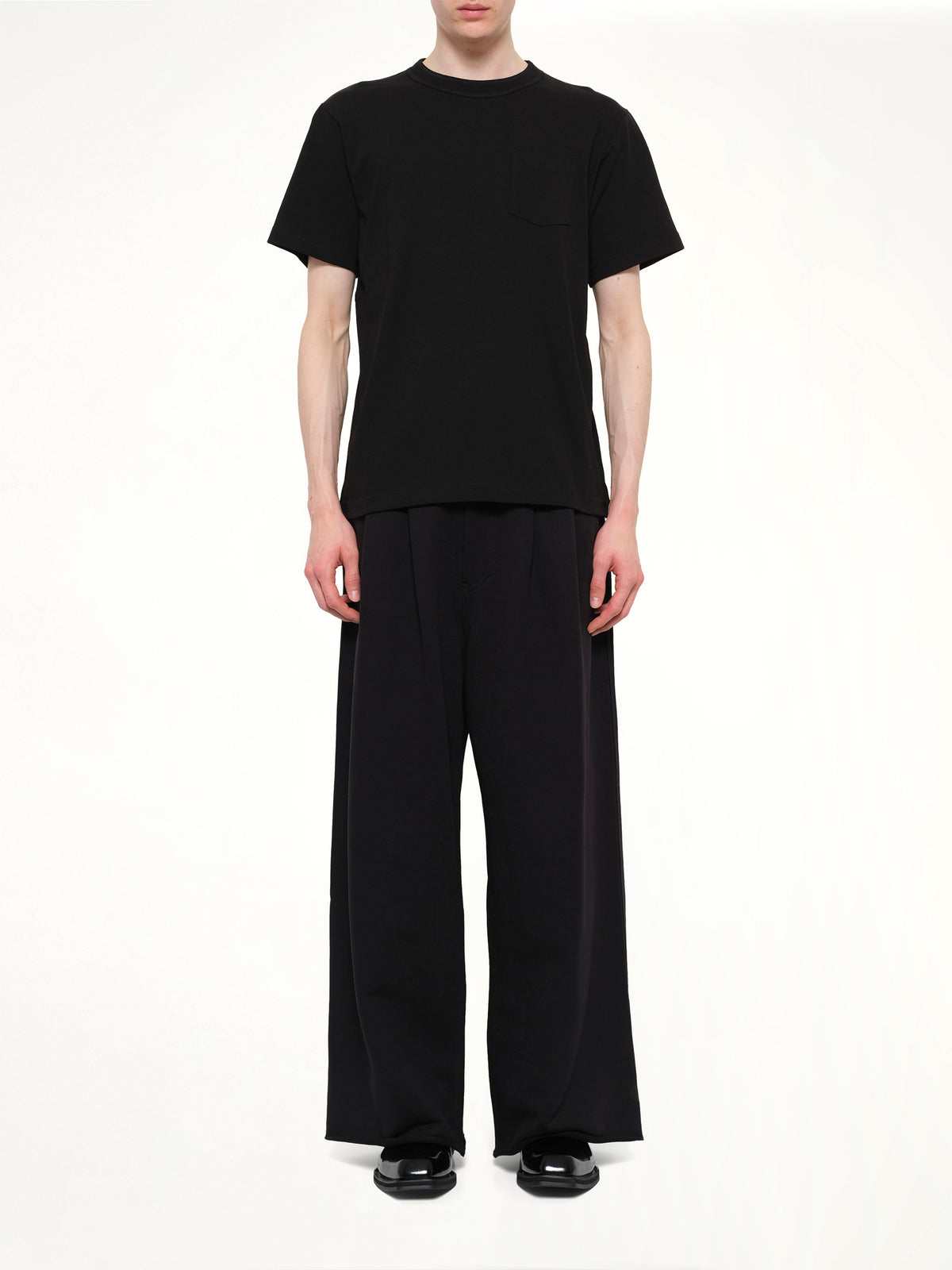 Side Zip Cotton T-Shirt in Black