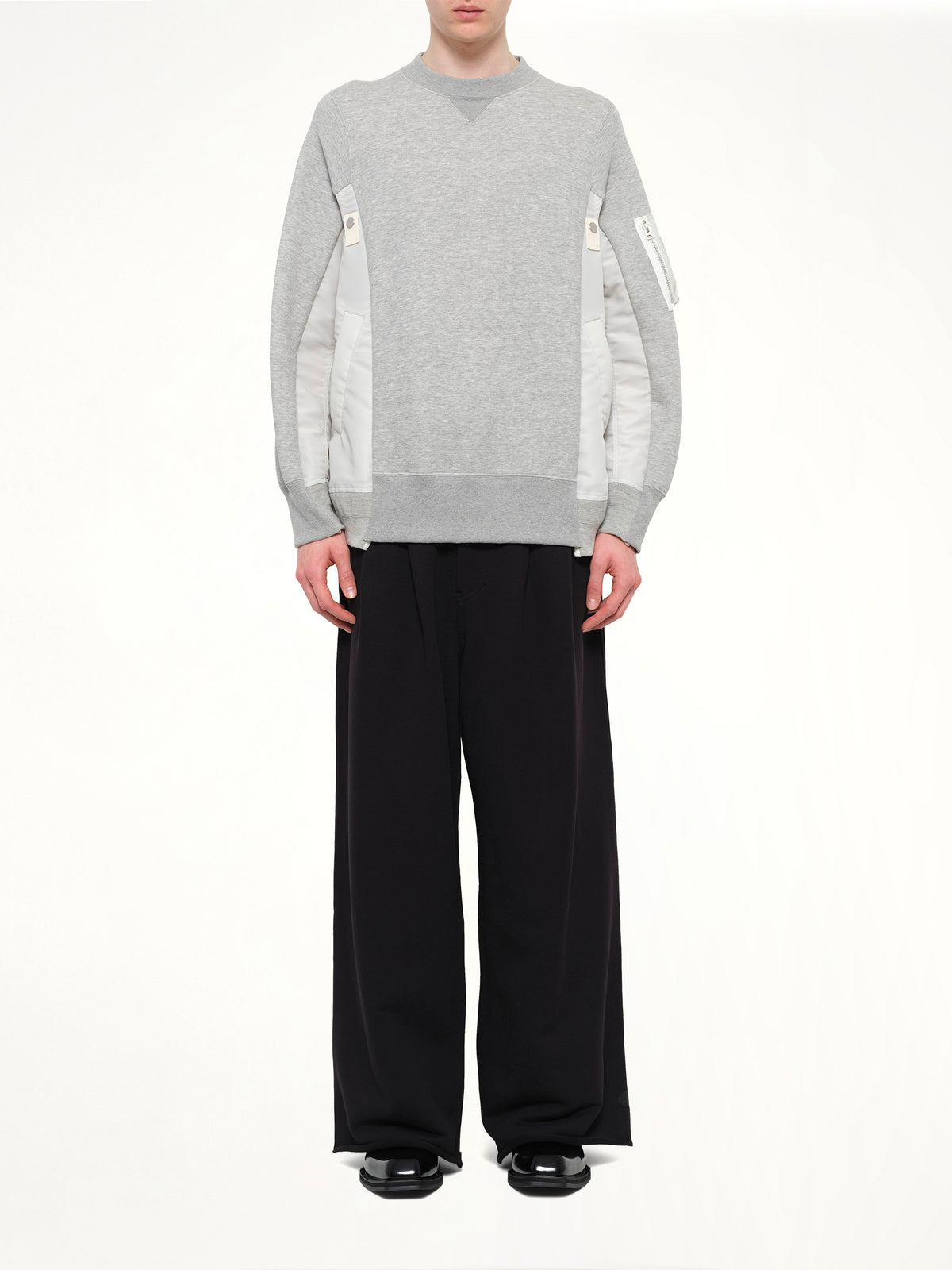 Sponge Sweat x Nylon Twill Sweatshirt in Light Gray
