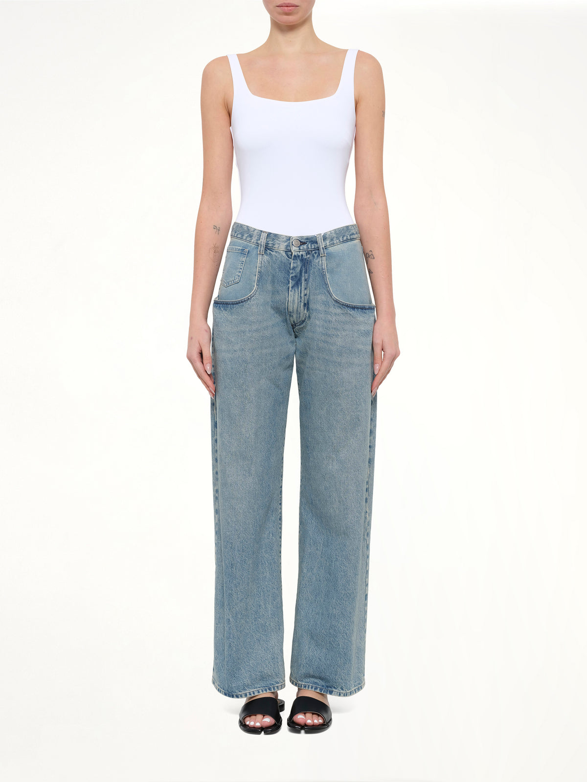 Exposed 5 Pocket Denim Jeans in Ice Blue