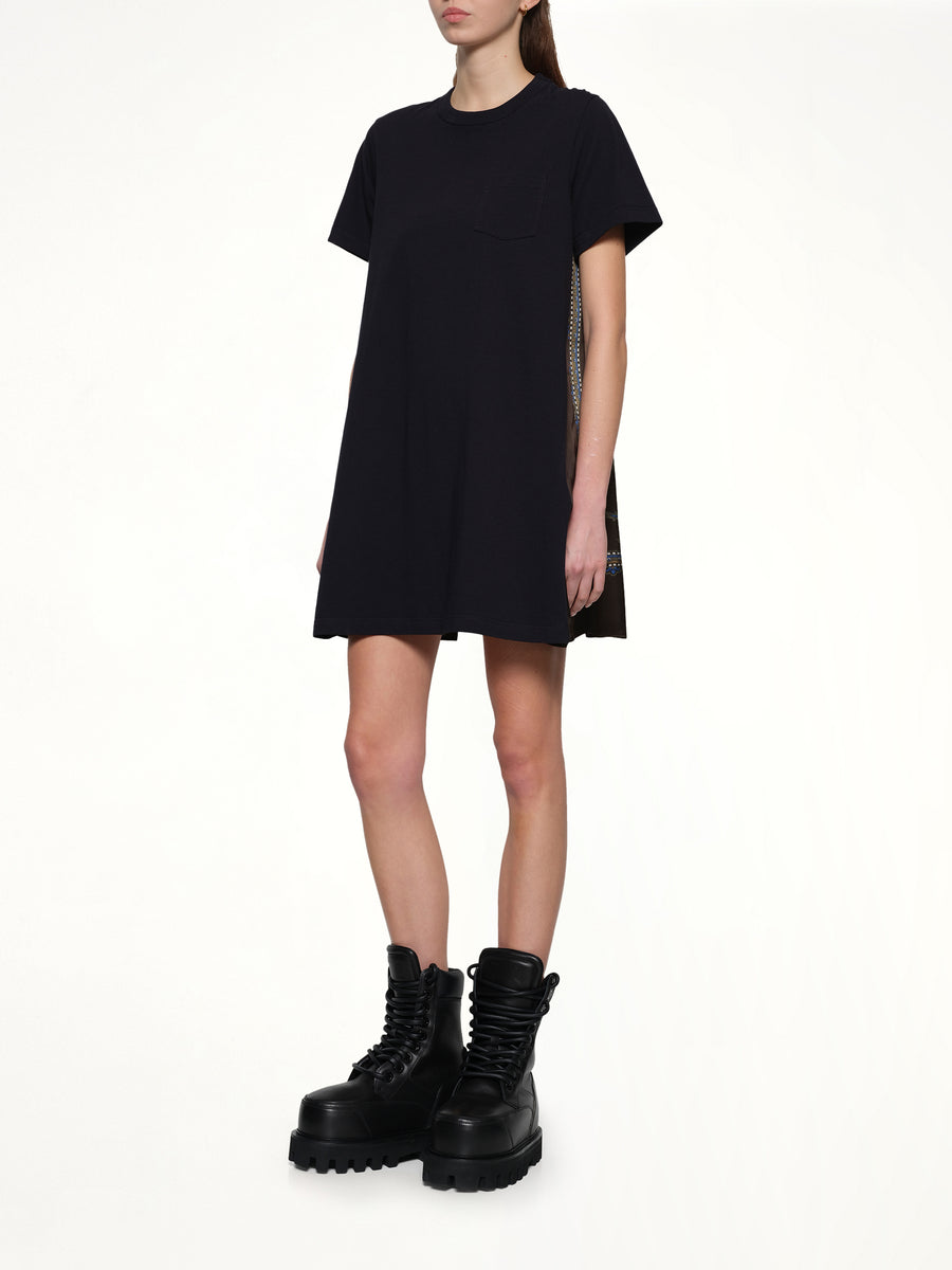 Paisley Print x Cotton Jersey Dress in Navy/Khaki