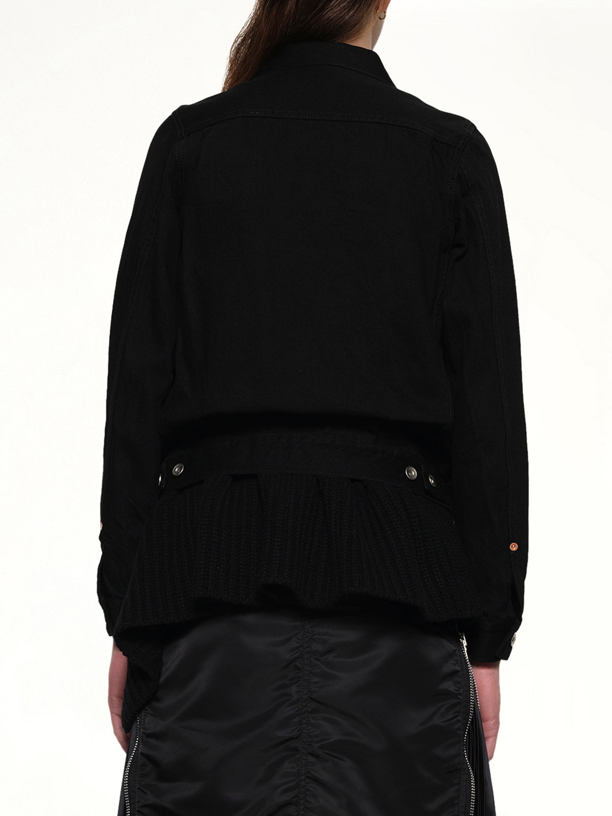 Denim x Wool Knit Jacket in Black