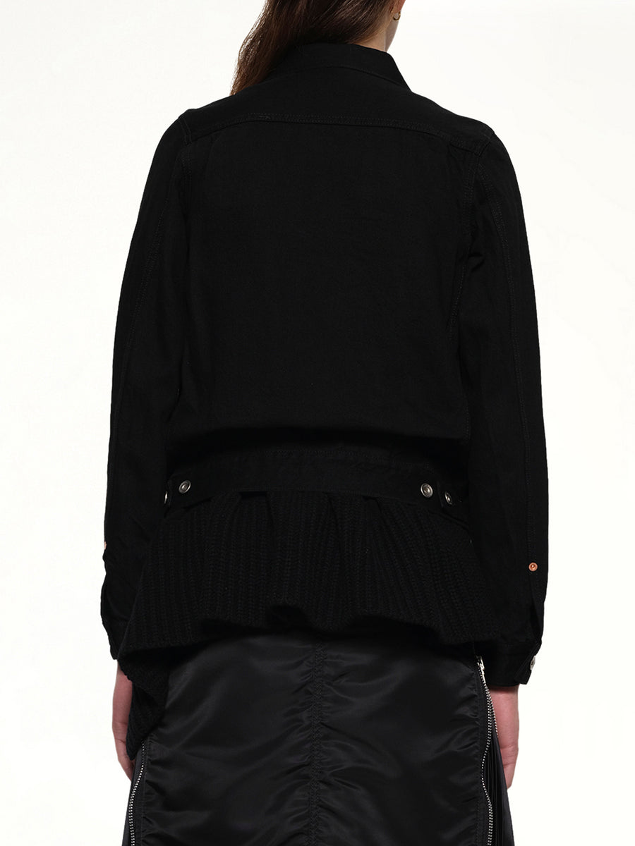 Denim x Wool Knit Jacket in Black