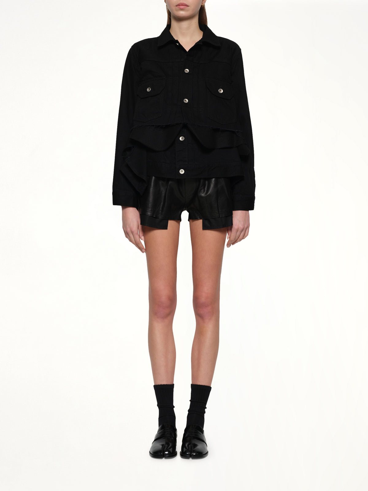 Denim x Wool Melton Jacket in Black