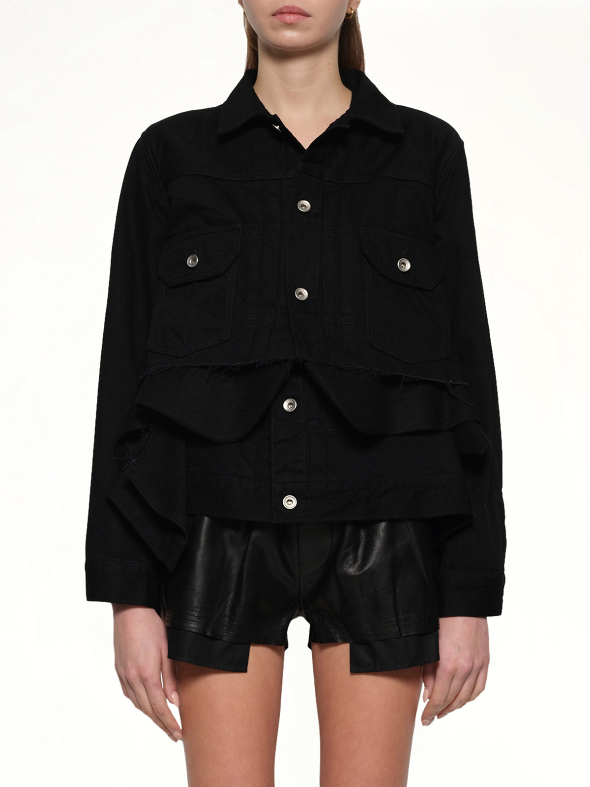 Denim x Wool Melton Jacket in Black
