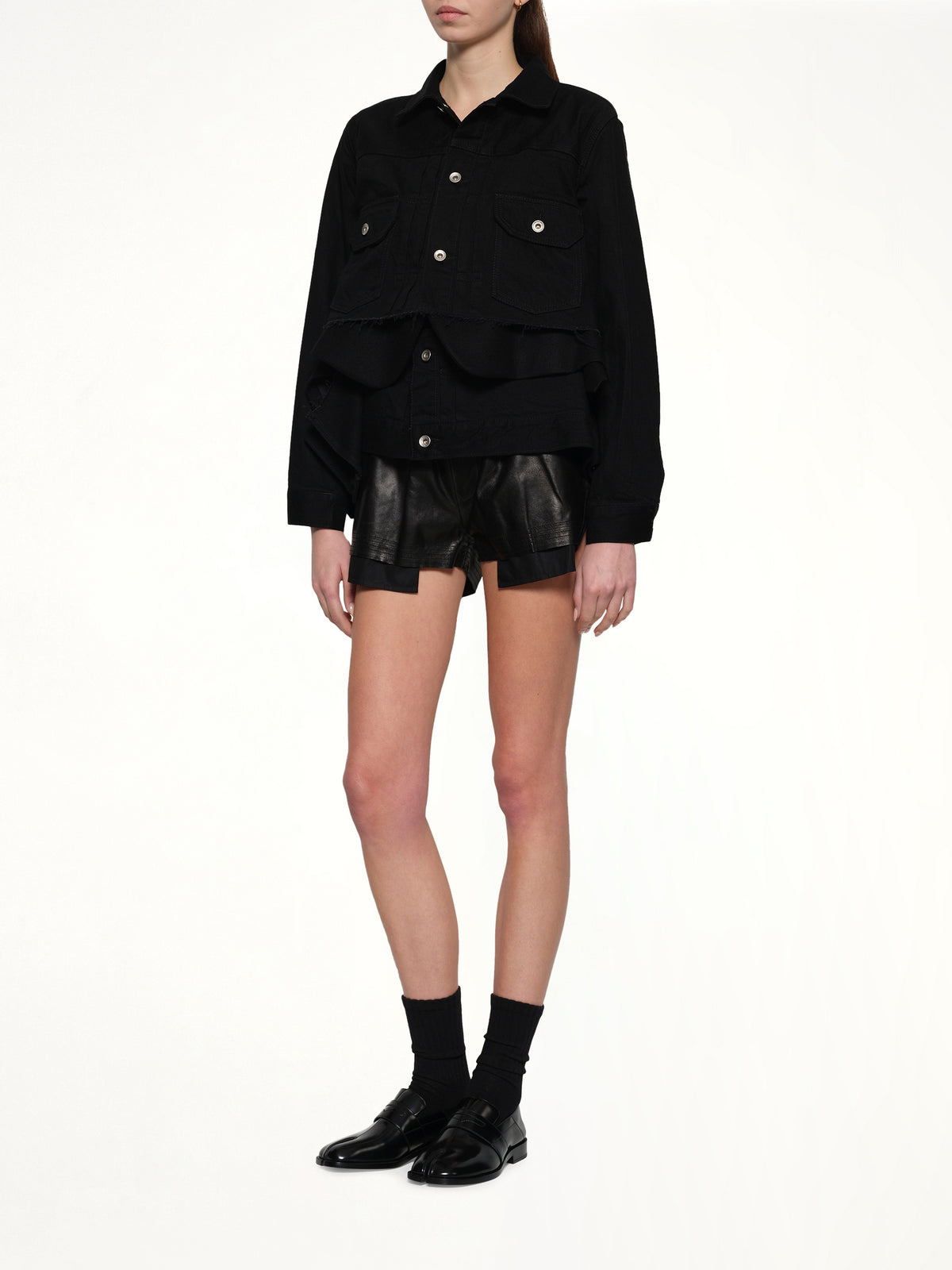 Denim x Wool Melton Jacket in Black