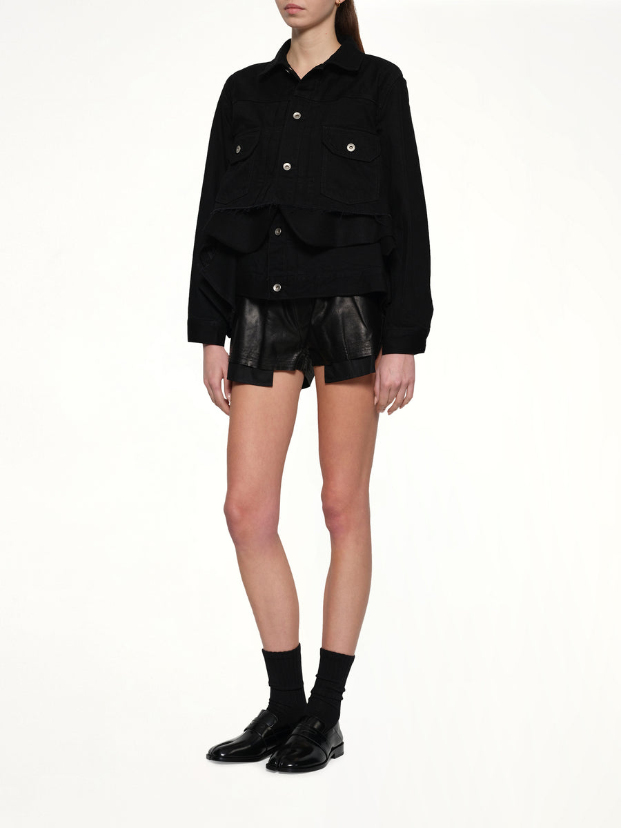 Denim x Wool Melton Jacket in Black